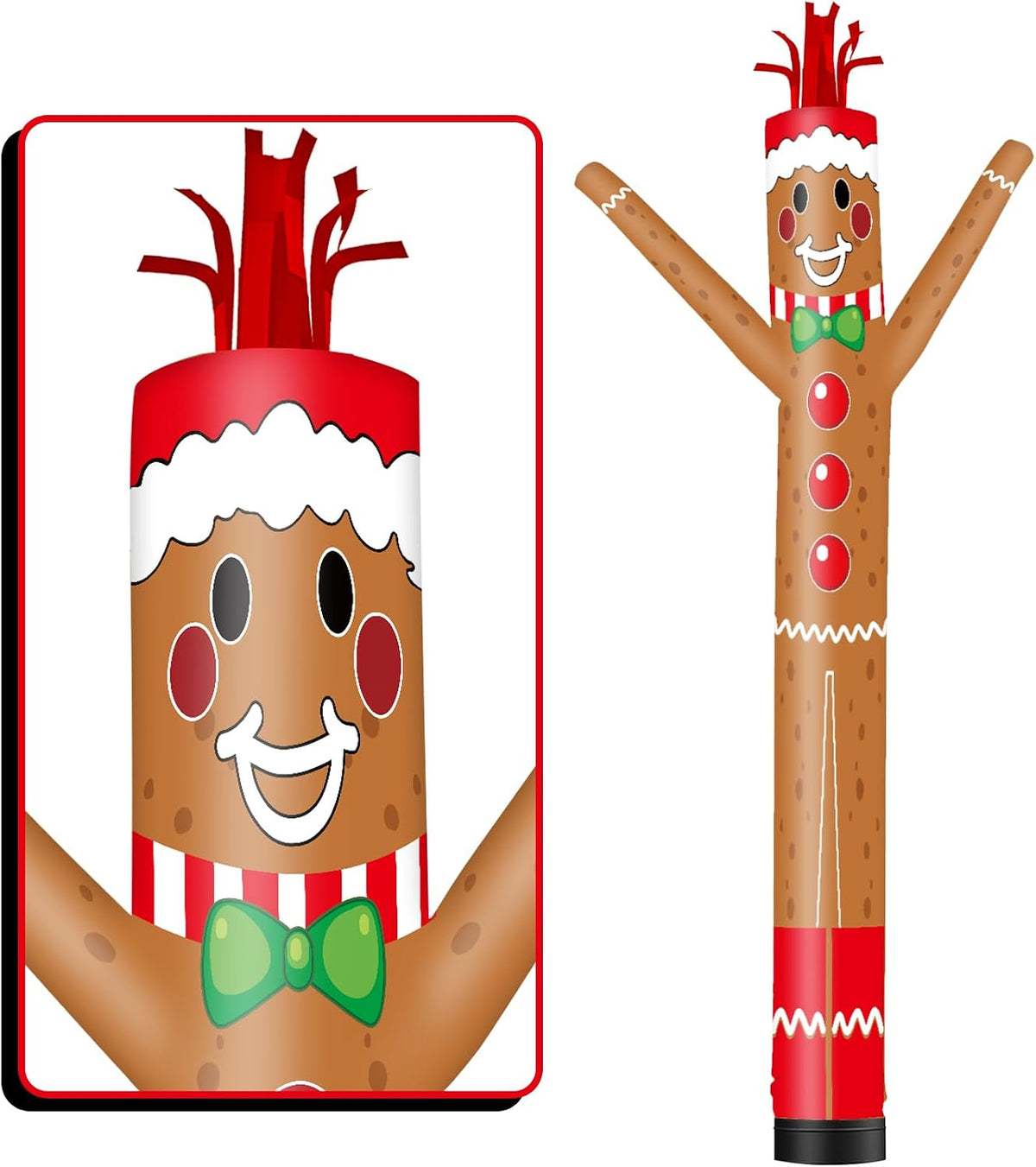GOODENY 20FT Tall Gingerbread Man Inflatable Tube Man (18''Diameter) Wacky Wavy Dancing Guy for Outdoor
