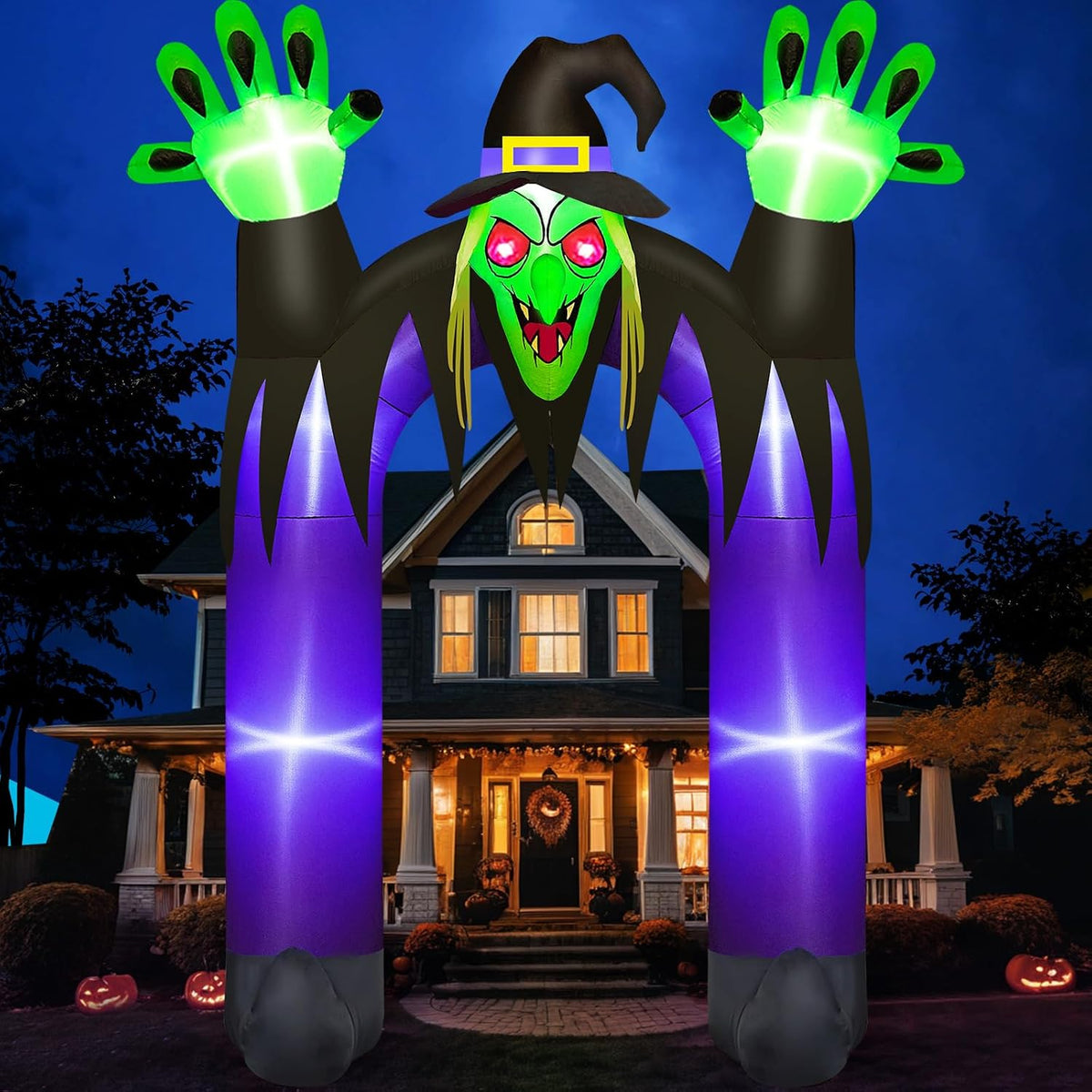 Danxilu 10FT Tall Halloween Inflatables Witch Archway Outdoor Decorations / Scary Blow Up Yard Decoration
