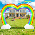 KOOY 10FT Inflatable Rainbow Arch, Inflatable Heart Rainbows Archway, Pride Inflatable with LED Light Up for