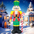 DomKom 12FT Giant Christmas Inflatable Nutcracker Soldier with Candy Cane - Enhanced Stability & LED Lights -