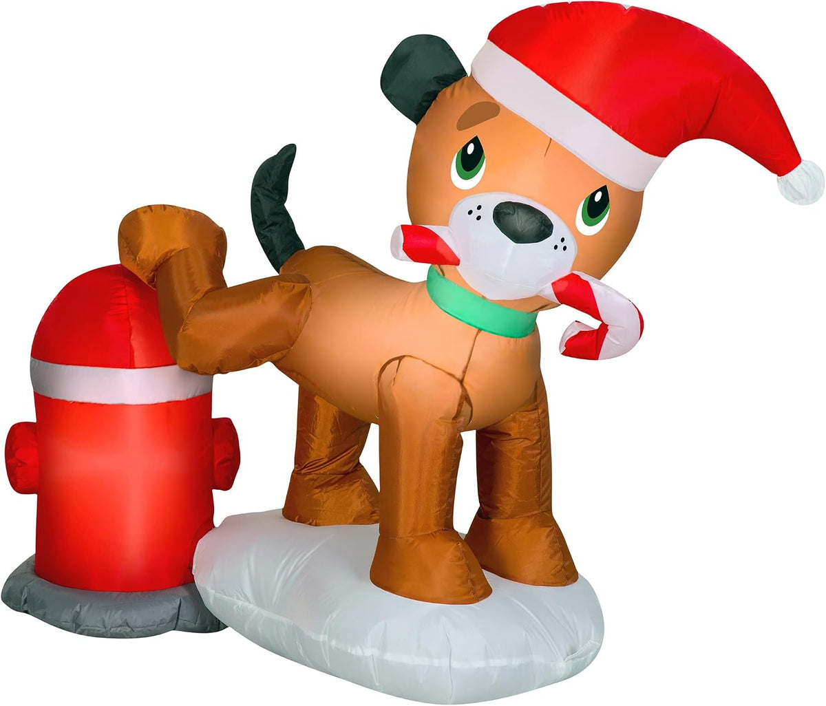 National Tree Company Inflatable Puppy Dog and Fire Hydrant, LED Lights, Plug in, Christmas Collection, 38