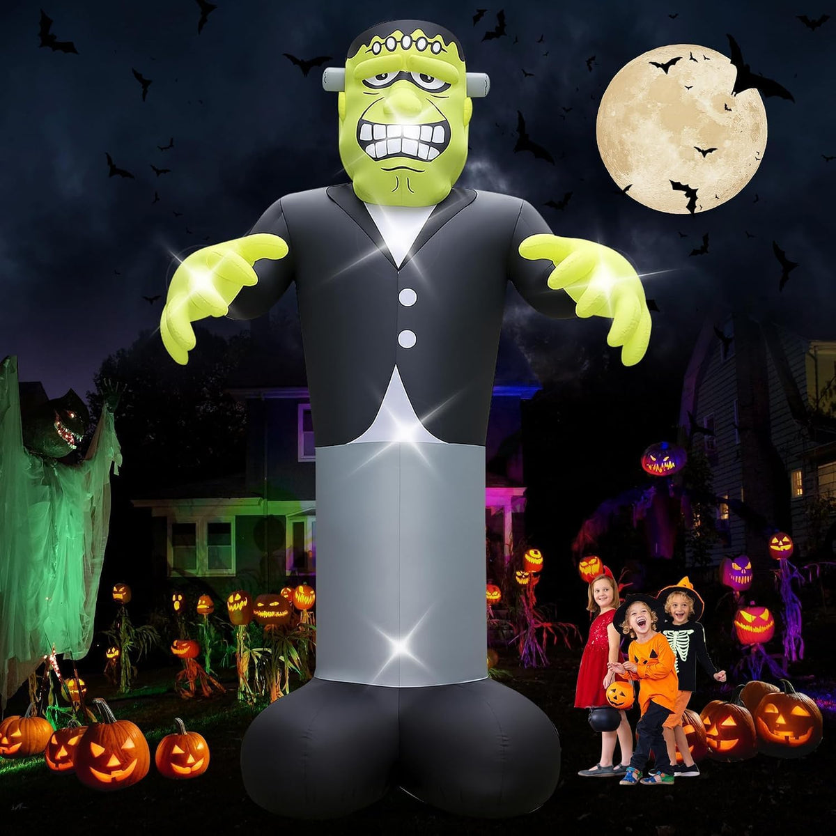 20FT Giant Outdoor Halloween Inflatables Decorations Frankenstein Blow up / Halloween Inflatable with LED