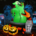 6Ft Halloween Inflatable Outdoor Decoration,Halloween Blow Up Green Monster with Snake Pumpkins and Tombstone