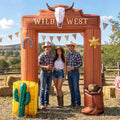 Seenelling Inflatable Arch Western Cowboy Brown / 9 Ft Cowboy Horseshoe with LED Lights, Western Party