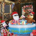 7FT Christmas Inflatable Outdoor Decoration, Christmas Inflatables Santa Claus Cheers Pool Party with