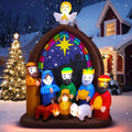 8FT Christmas Inflatables Nativity Scene Outdoor Decorations with LED Lights, Large Christmas Jesus Blow Up