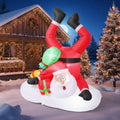 BLOOMWIN Funny Christmas Inflatables 6ft Santa Claus Upside Down with Gifts Christmas Blow up Yard