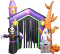 8.5 FT Halloween Inflatable Haunted House Castle / Skeleton, Ghost, Tree and Pumpkin Lights, Outdoor Indoor