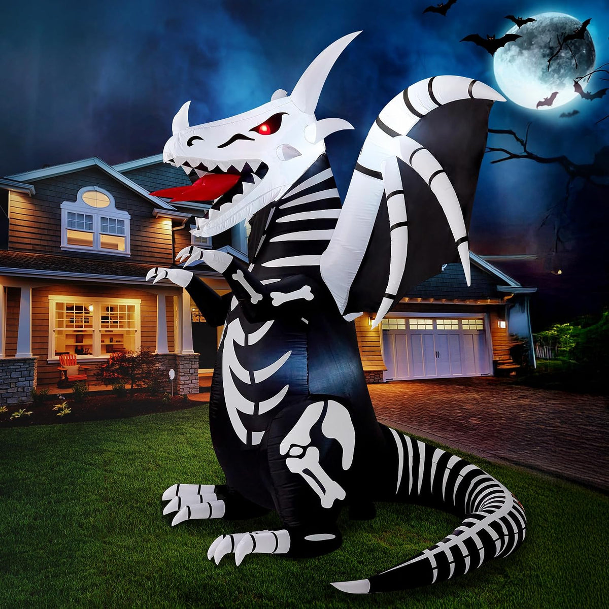 Joiedomi 8 FT Tall Halloween Inflatables Outdoor Skeleton Dragon Decoration, Blow Up Yard Decoration